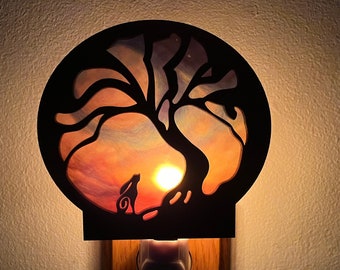 Bunny rabbit tree nightlight, faux stained glass birthday gift  daughter, niece, sister birthday, housewarming, nursery, Mother’s Day gift