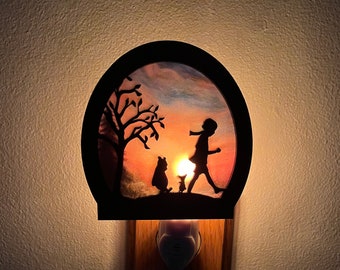 Winnie the Pooh Bear nightlight, faux stain glass birthday gift  daughter, niece, sister birthday, housewarming, nursery, Mother’s Day gift