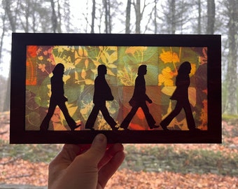 Beatles suncatcher, wooden sun catcher gift for Beatles lover, Beatles crosswalk silhouette, Music lover unique gift, birthday gift for dad