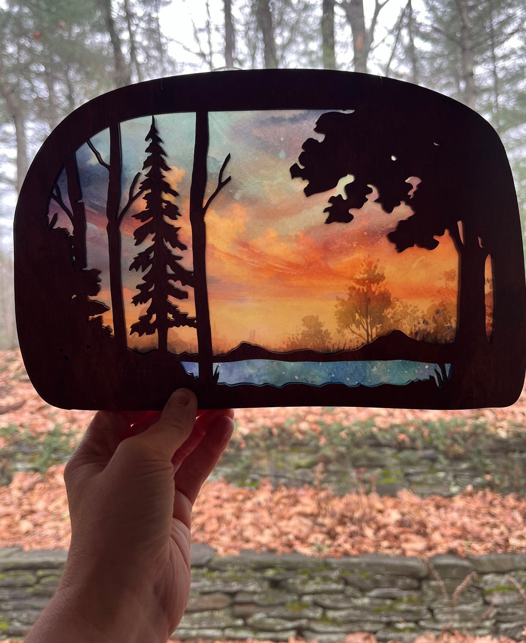 Forest Lake Woods Suncatcher for Window Waldorf Silhouette Etsy