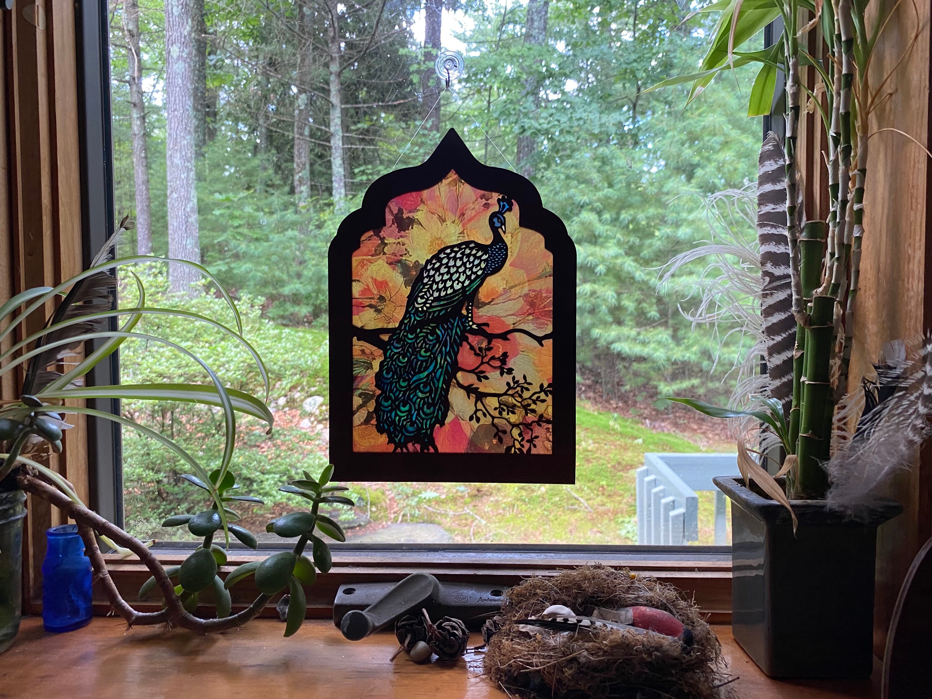Pfau Sonnenfänger für Fenster Sonnenfänger aus Holz Etsy