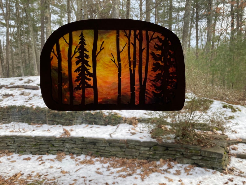 Wald/Wald/Baum Sonnenfänger für Fenster Waldorf Silhouette