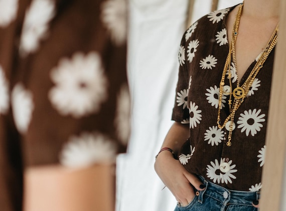 Flowery brown MATÉA blouse