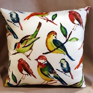 Birds Outdoor Pillow Cover: Weatherproof Porch Decor, Handmade