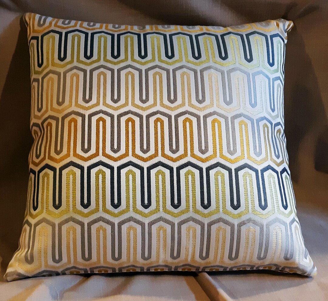 Green & Gold Pillow Cover, Midcentury Modern Brocade MCM, 18x18 Etsy