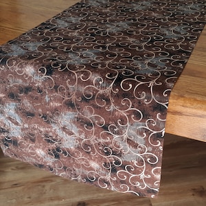 Rose Gold and Brown Table Runner made of 100% Cotton, Made in USA