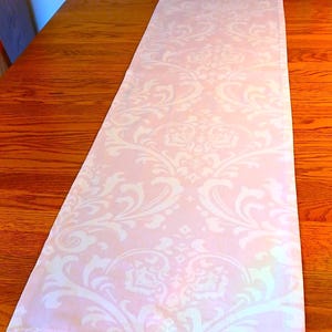 Pink Table Runner, Pink Florentine, 100% Cotton Table Runner, Vegan Table Decor, Natural Fibers, Handmade in New England