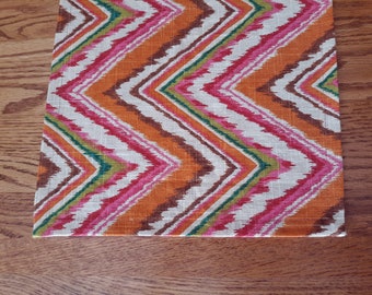 Orange Art Deco Table Runner: Chevron Zigzag 100% Cotton, Vegan Table Linens, Ships from USA