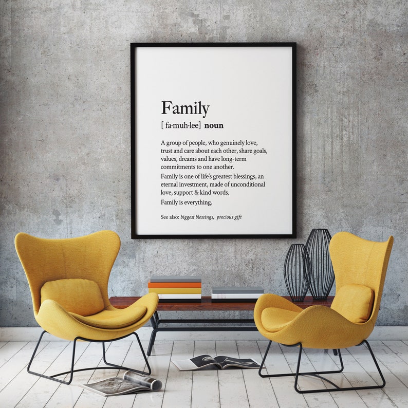 Family Definition Print Family Wall Art Typography Print Etsy