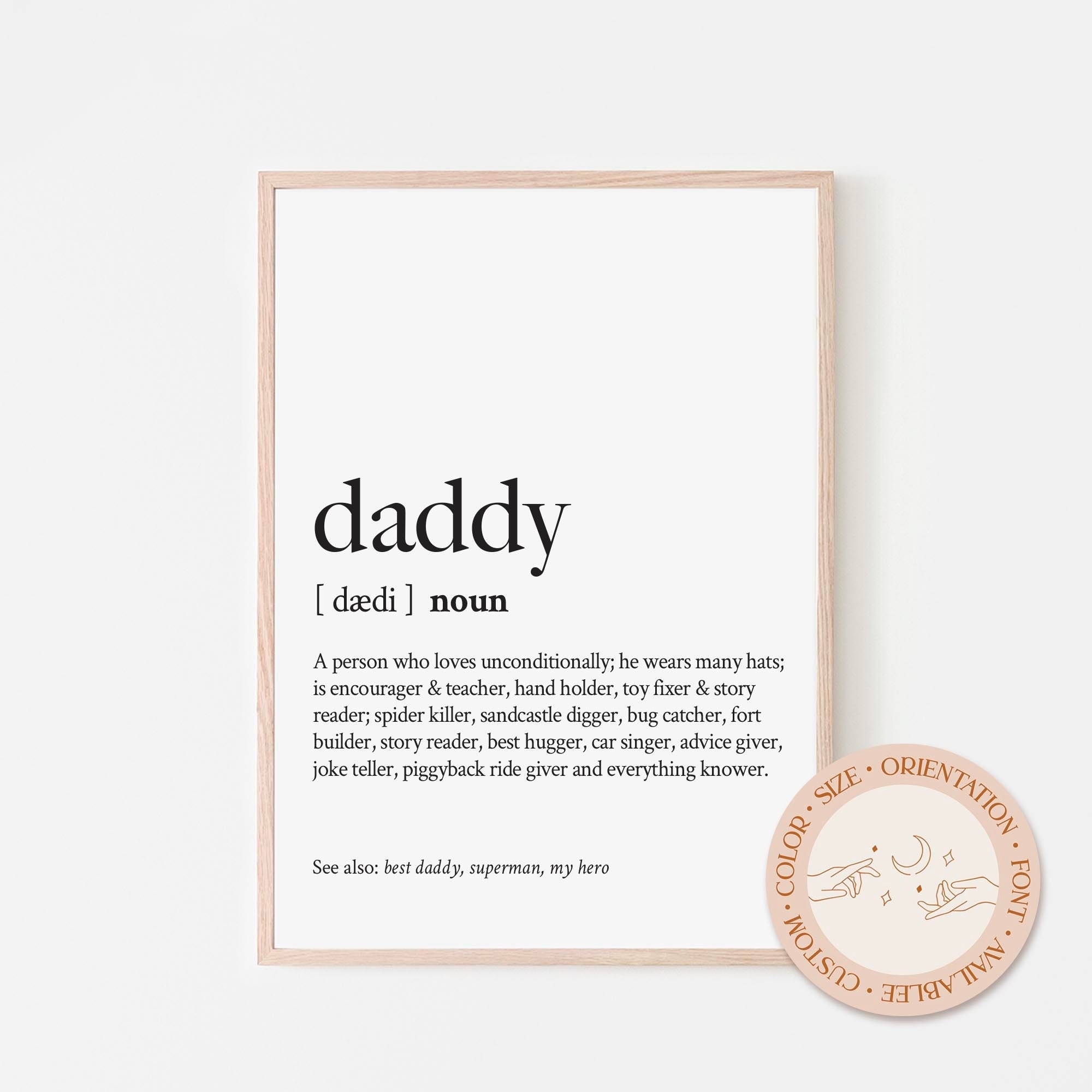 Father S Day Gift Daddy Dad Definition Typography Print Etsy