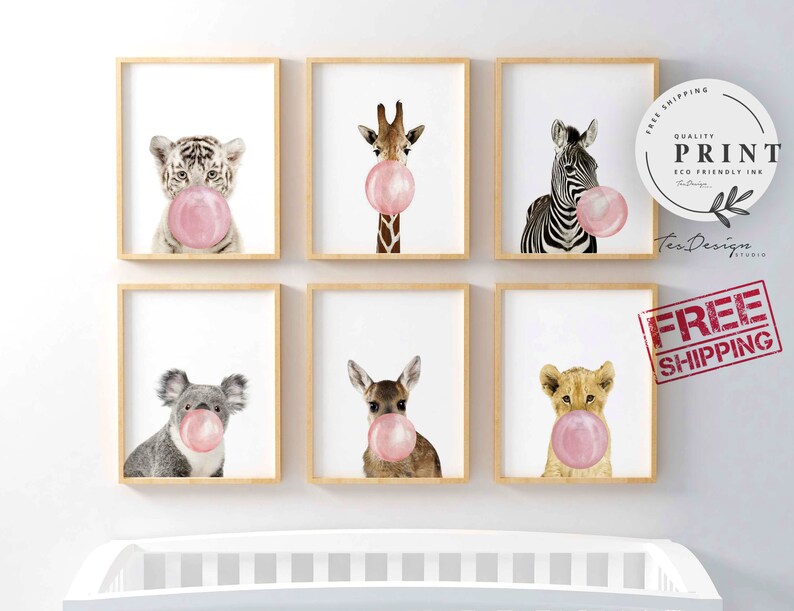 Nursery Animal Print Poster Set Safari Nursery Decor Etsy