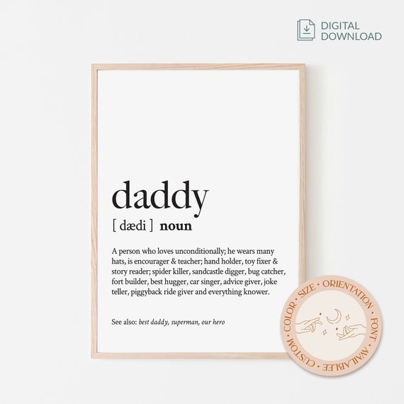 Father S Day Gift Daddy Dad Definition Typography Print Etsy