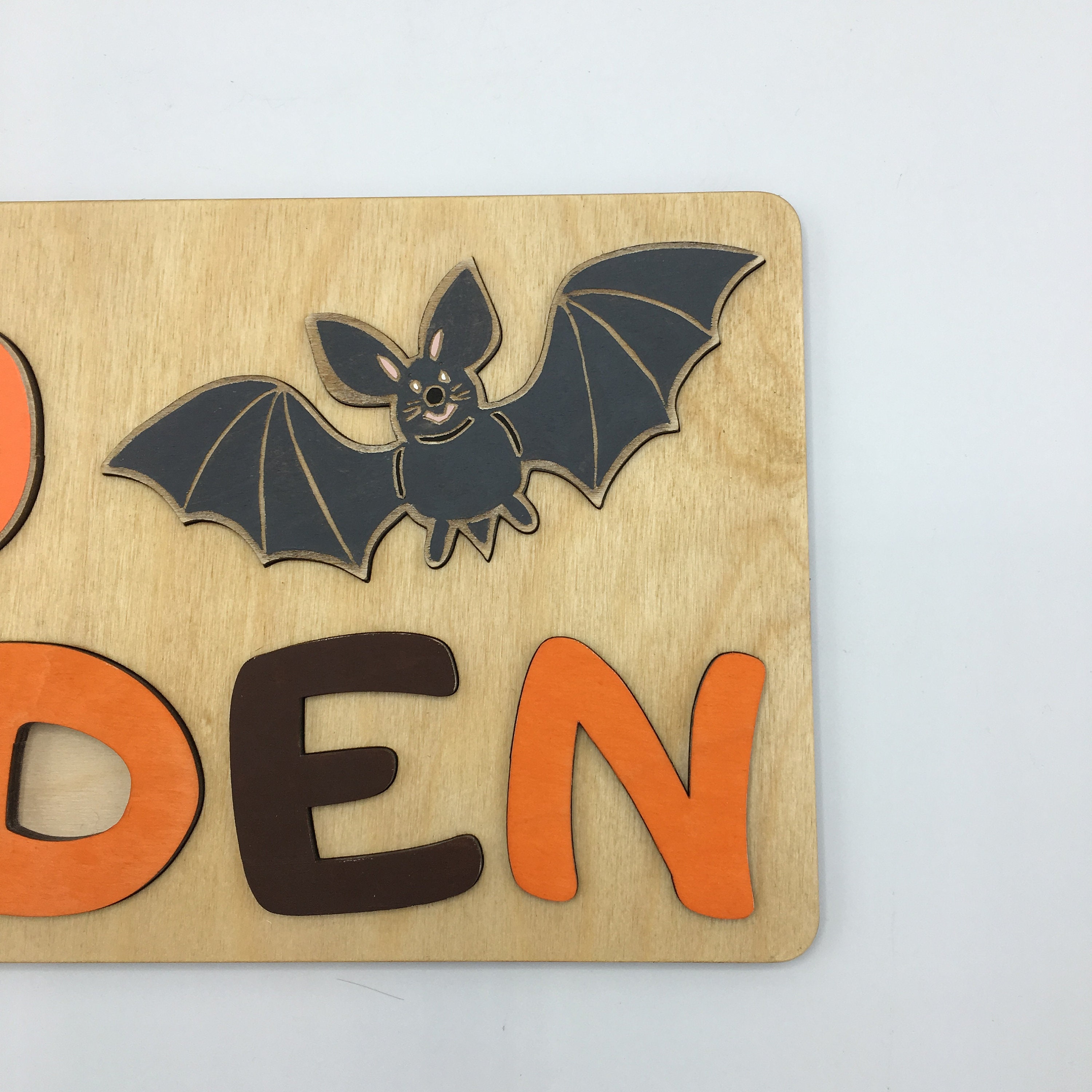 Wood name puzzle Montessori Toddler puzzle Halloween wood Etsy