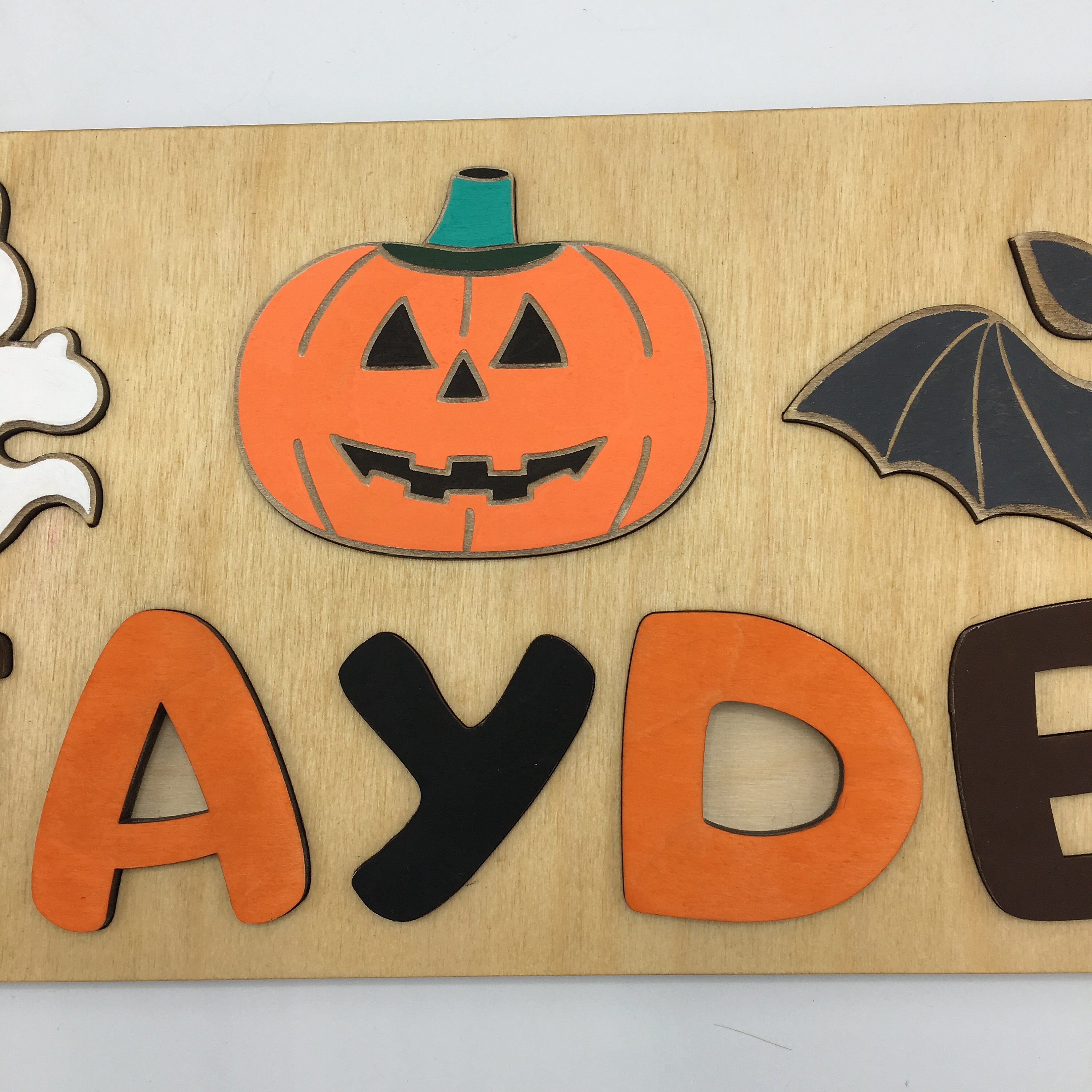 Wood name puzzle Montessori Toddler puzzle Halloween wood Etsy