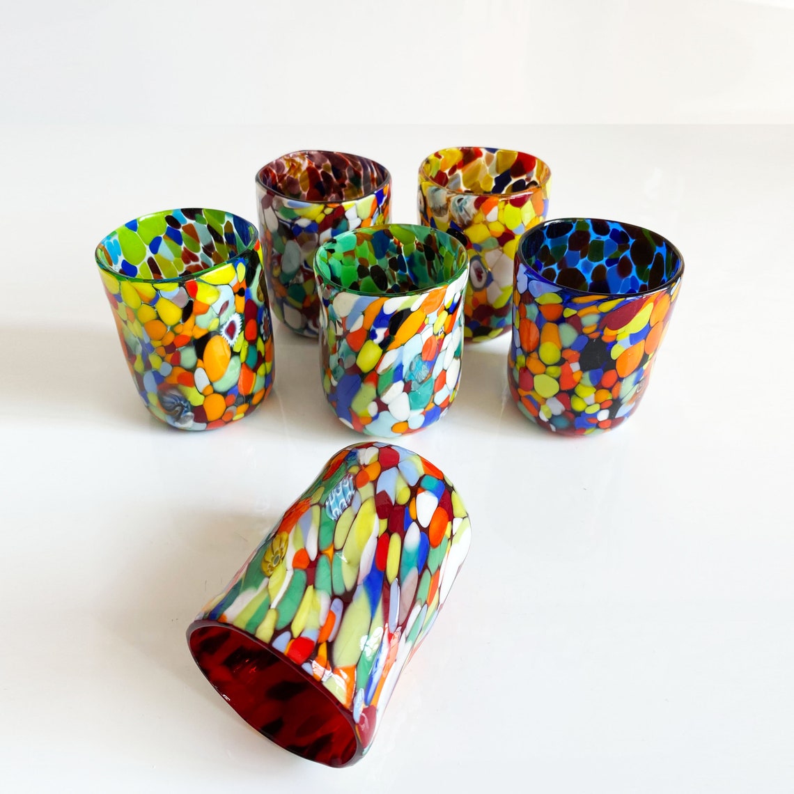 Set of 6 multicolored Italian glasses in Murano glass Etsy