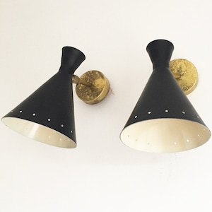 Pair of 1950 design wall lights (to European, UK, USA & Canada electrical standards)