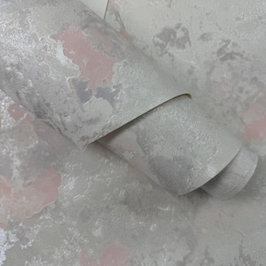 Gray and Pink Modern Wallpaper, Concrete Wallcoverings Rolls, Textured Vinyl Contemporary Wallpaper, Rustic Grey Silver Metallic Wall Decor