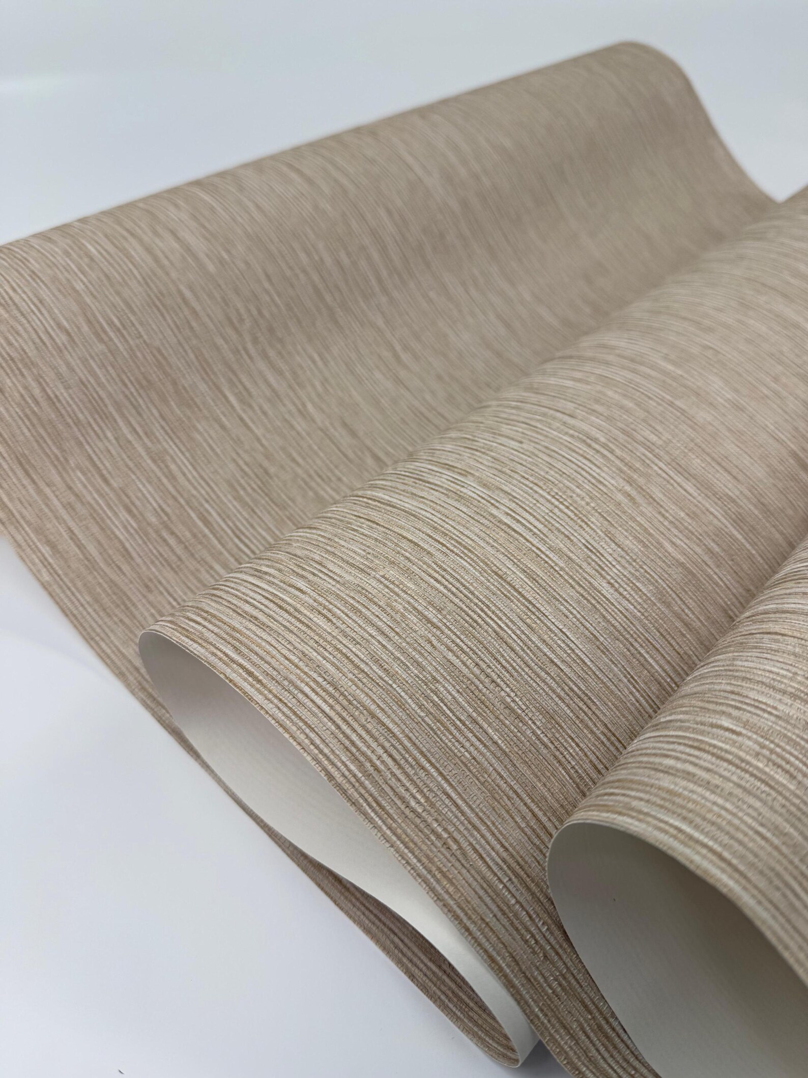 Cream Gold Metallic Stria Lines Faux Fabric Texture Plain Wallpaper 3D ...