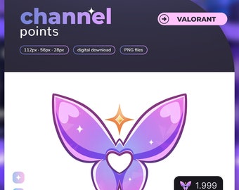 Valorant Clove Butterfly Channel Points For Twitch Stream Emotes Twitch Stream Cute Sub Badges cute channel points Purple Pastel Pink Lilac