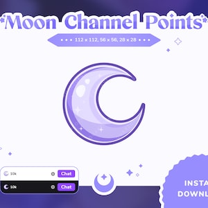 Purple Moon Channel Points For Twitch Crescent Moon Emotes Twitch Stream Emote Cute Sub Badges for Twitch Cute Channel Points Lilac Moon