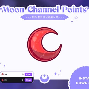 Bloody Moon Channel Points For Twitch Crescent Moon Emotes Twitch Stream Emote Cute Sub Badges for Twitch Cute Channel Points Red Moon
