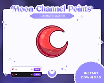 Bloody Moon Channel Points For Twitch Crescent Moon Emotes Twitch Stream Emote Cute Sub Badges for Twitch Cute Channel Points Red Moon