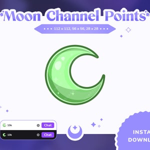 Green Moon Channel Points For Twitch Crescent Moon Emotes Twitch Stream Emote Cute Sub Badges for Twitch Cute Channel Points Pastel Moon
