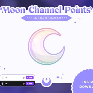 Rainbow Moon Channel Points For Twitch Crescent Moon Emotes Twitch Stream Emote Cute Sub Badges for Twitch Cute Channel Points Pastel Moon