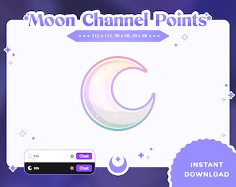 Rainbow Moon Channel Points For Twitch Crescent Moon Emotes Twitch Stream Emote Cute Sub Badges for Twitch Cute Channel Points Pastel Moon