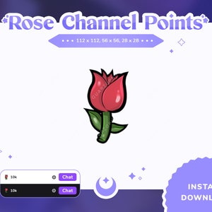 Valentine&#39;s Day Channel Points For Twitch Rose Emotes Twitch Stream Emote Sub Badges for Twitch Cute Channel Points Red Rose