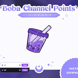 Purple Bubble Tea Channel Points For Twitch Boba Emotes Twitch Stream Emote Cute Sub Badges for Twitch Cute Channel Points Boba Lilac