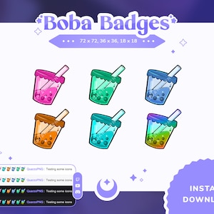 Bubble Tea Twitch Sub Badges For Twitch Youtube Discord Boba Bit Badges For Streamers