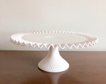 milk glass cake stand