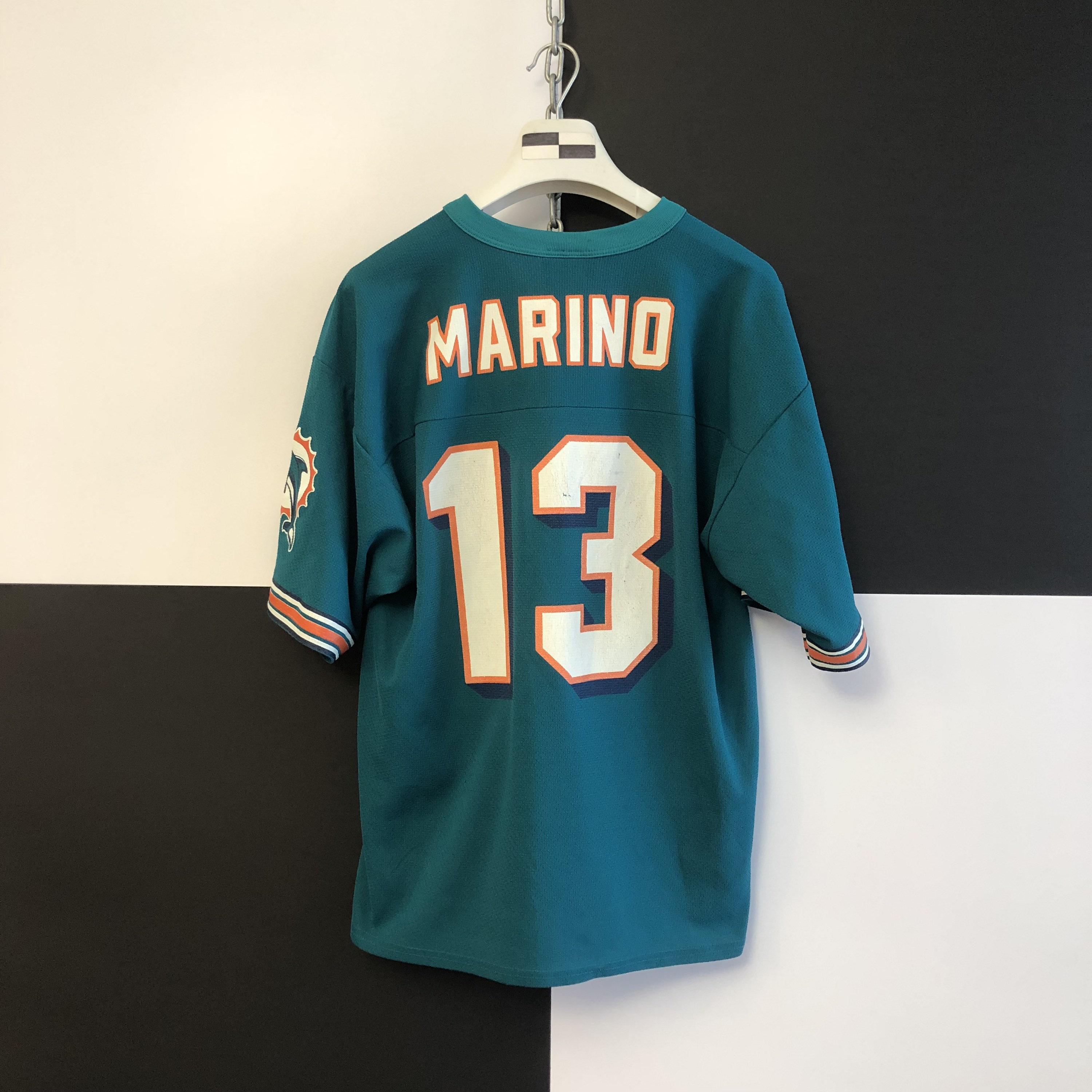 80s Vintage Dan Marino #13 Miami Dolphins NFL Football Children's Kids Toddler Silvil Jersey T-Shirt - Youth 4T