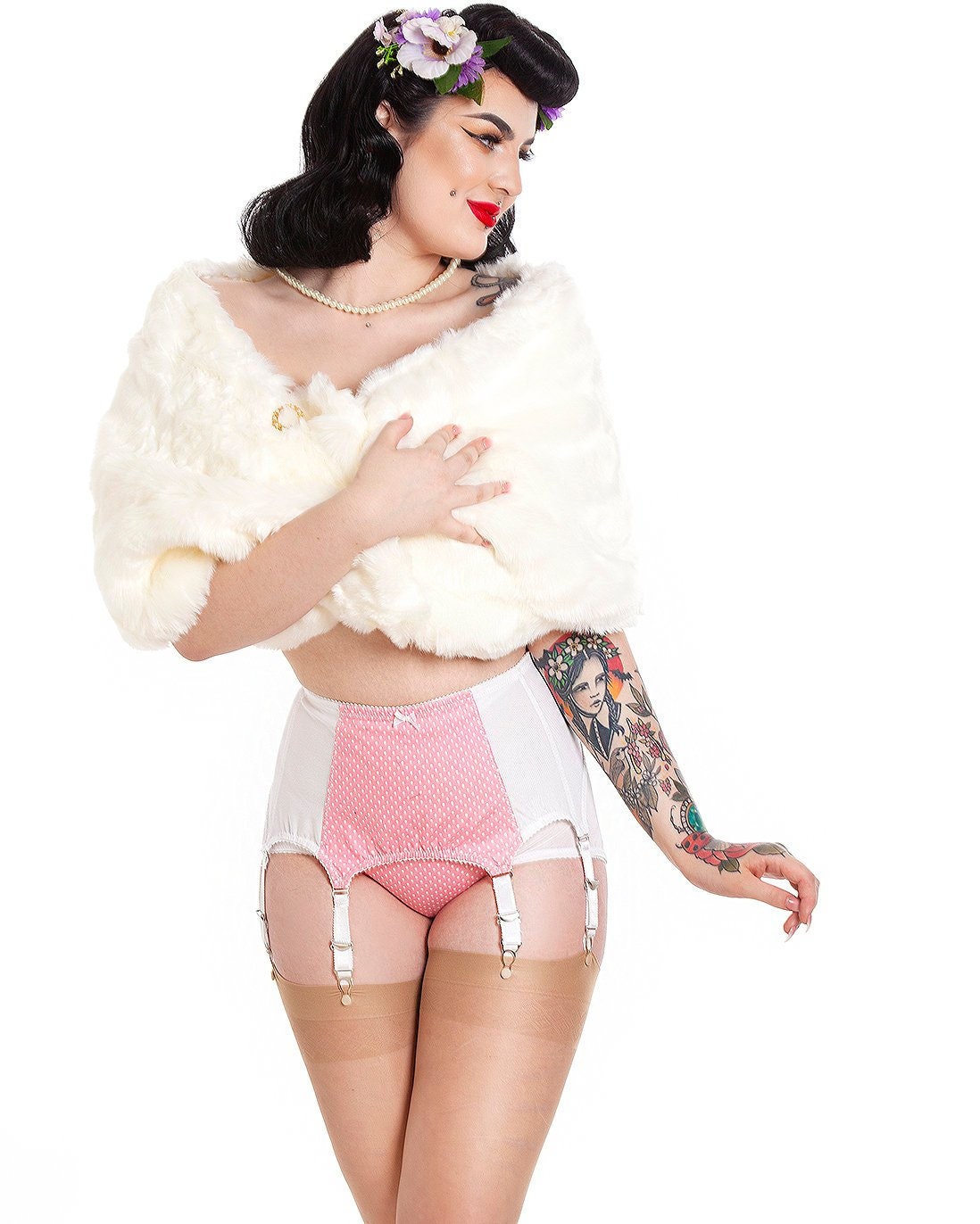 pink suspender belts