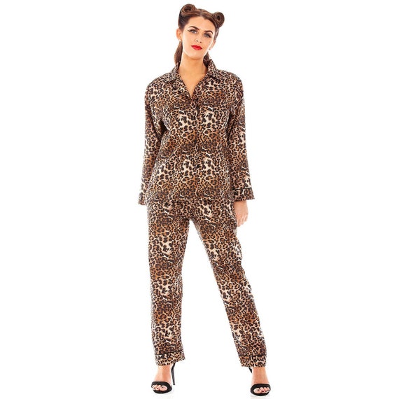 Panthera Leopard Print Full Length Retro Vintage Style Pyjamas - Etsy