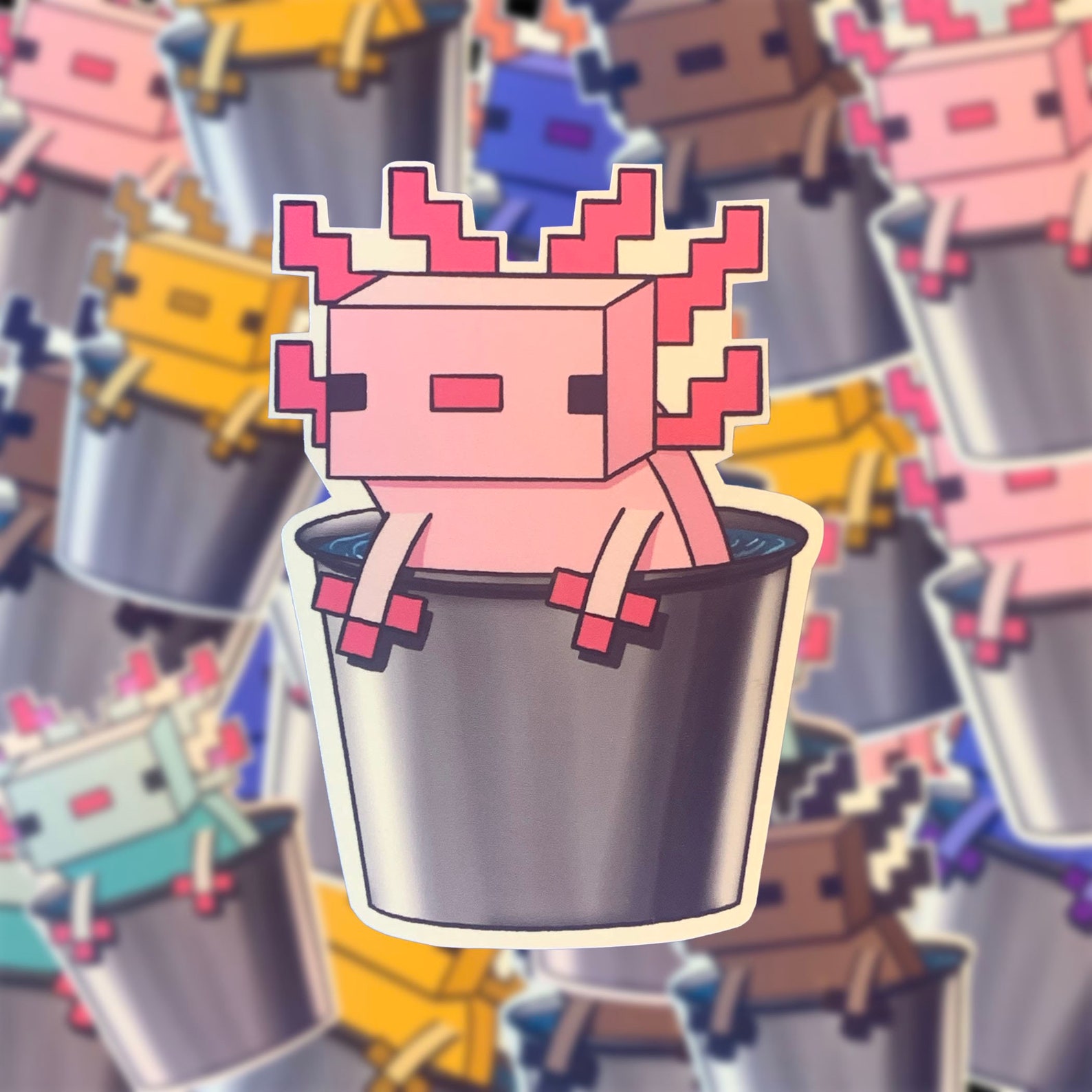 Minecraft Axolotls in Bucket Sticker Collection Etsy