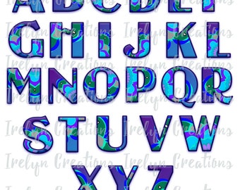 Cute, Fun Mandala Flower Bubble Letters, Alphabet, Font PNG Instant Download, Sublimation, Font, Clipart, Digital Graphic, Design Elements