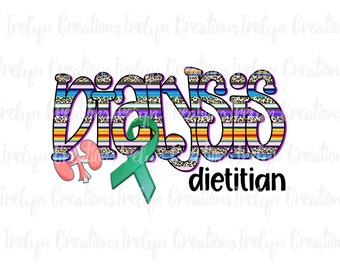 Cute Hand Drawn Dialysis Serape Dietitian Doodle Letters PNG instant download sublimation design clipart graphic Kidney Disease Ribbon