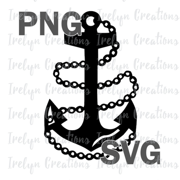 Simple United States Navy Chief, USN Fouled Chief Anchor Cut File SVG PNG instant download, clipart, military sublimation design, graphic