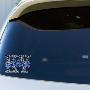 Full Color Waterproof Printed Vinyl Car Decal Sticker Kentucky KY Blue Leopard Print State School Pride Wildcats
