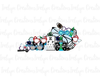 Cute fun collage Optometry Kentucky KY State Shape PNG instant download dtf sublimation design clipart graphic