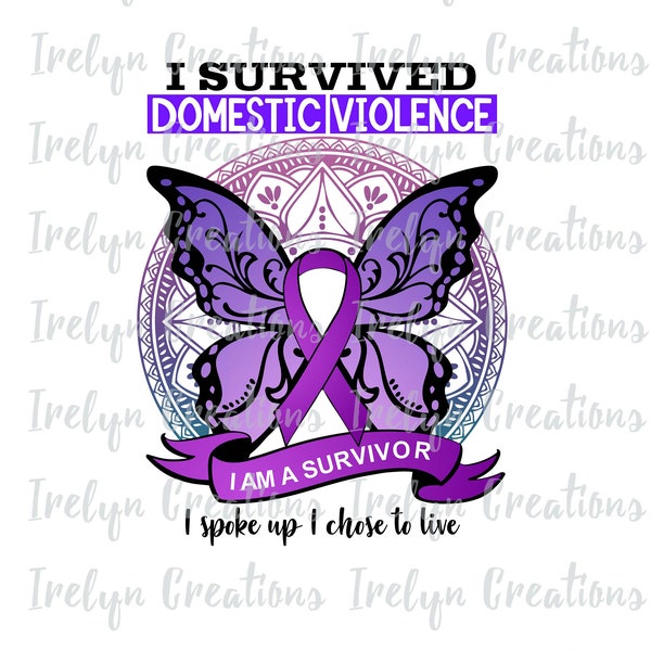 Domestic Violence Awareness purple Ribbon Butterfly Mandala I am a survivor SVG and PNG instant download Sublimation print clipart graphic