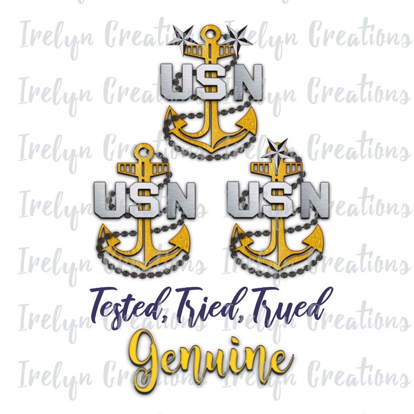 USN United States Navy Chief Fouled Anchor CPO Tested Tried Trued Genuine PNG instant download clipart graphic sublimation design