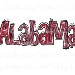 Mignon amusant dessiné à la main bulle lettres Alabama PNG téléchargement immédiat DTF Sublimation Clipart, numérique graphique équipe école fierté talonnage