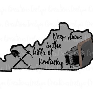 Kentucky Coal Mining State Shape PNG - Sublimation Design (Digital Download)