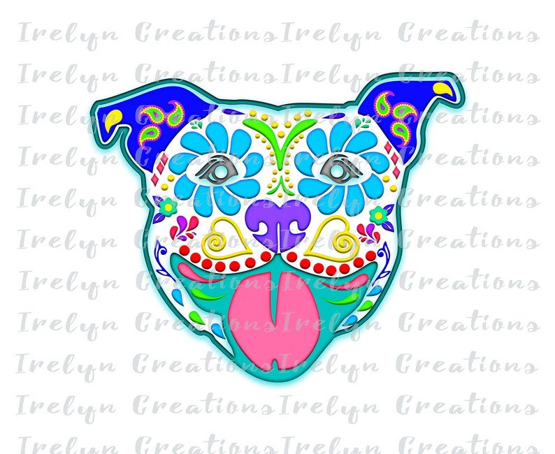 Download Set Cute Whimsical Sugar Skull Mandala Pit Bull SVG & PNGs ...
