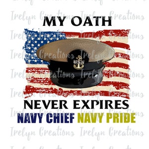 Navy Chief Pride PNG: USN Khaki Cover, American Flag (Digital Download)