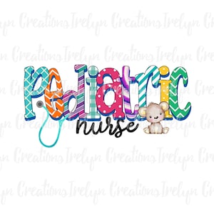 Cute Fun Hand Drawn Pediatric Peds Nurse Doodle Letters PNG instant download sublimation design clipart graphic Can customize! CMA Tech