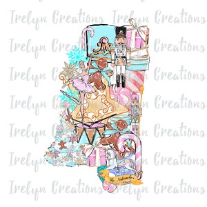 Cute Pretty Festive Watercolor Nutcracker Mississippi Shape PNG Download DTF Sublimation Design Clipart Digital Graphic Holiday Christmas